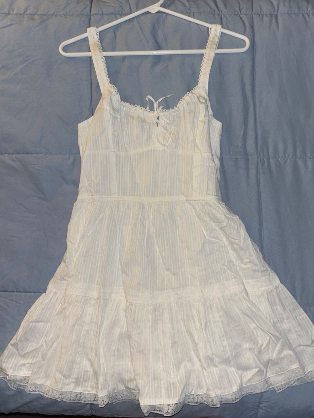 Aéropostale Solid Square-Neck Corset A-Line Mini Dress Floral White Medium